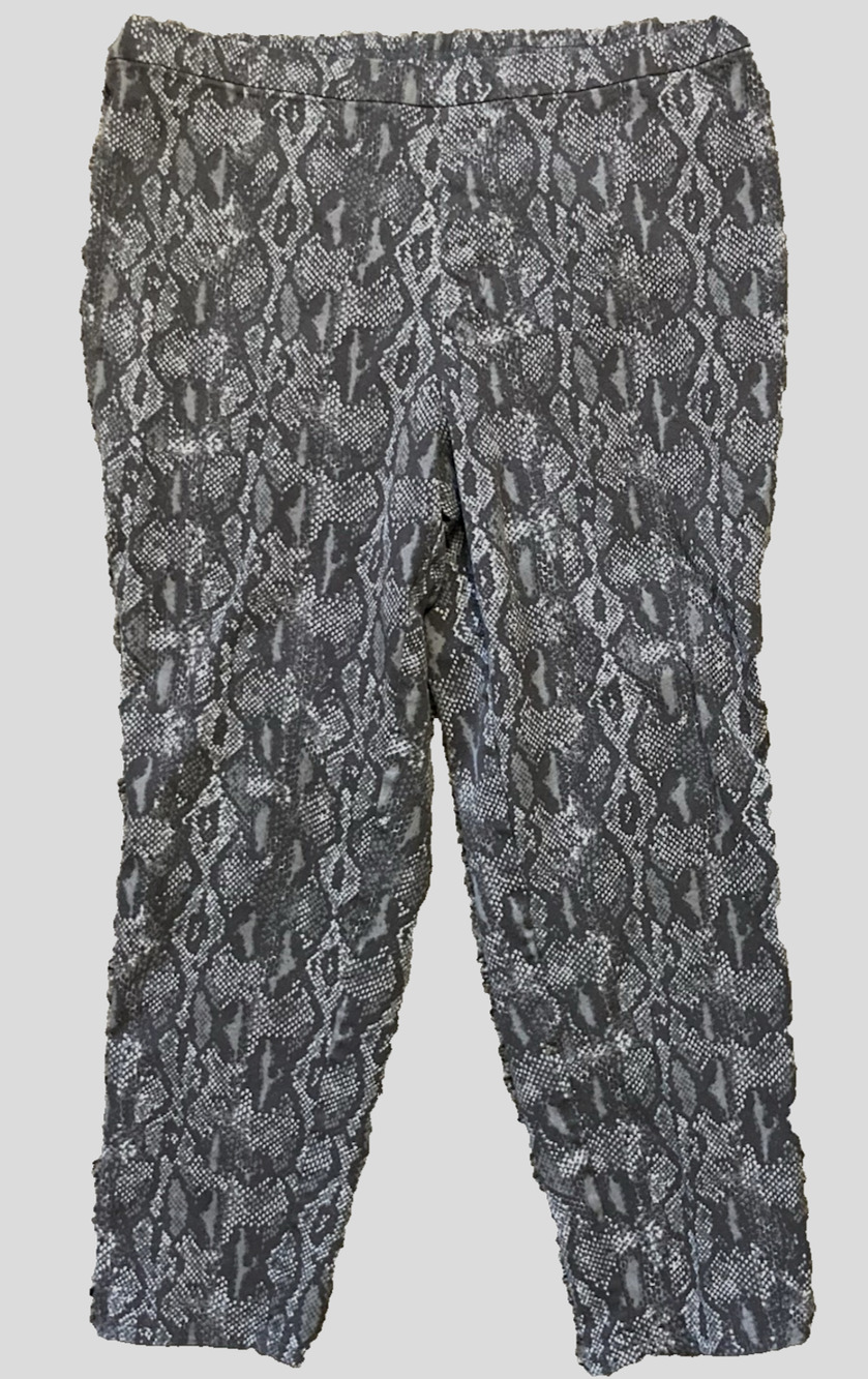 Isaac Mizrahi Live! Pull On Faux Snakeskin Pants Women's Size 18W Gray Stretch